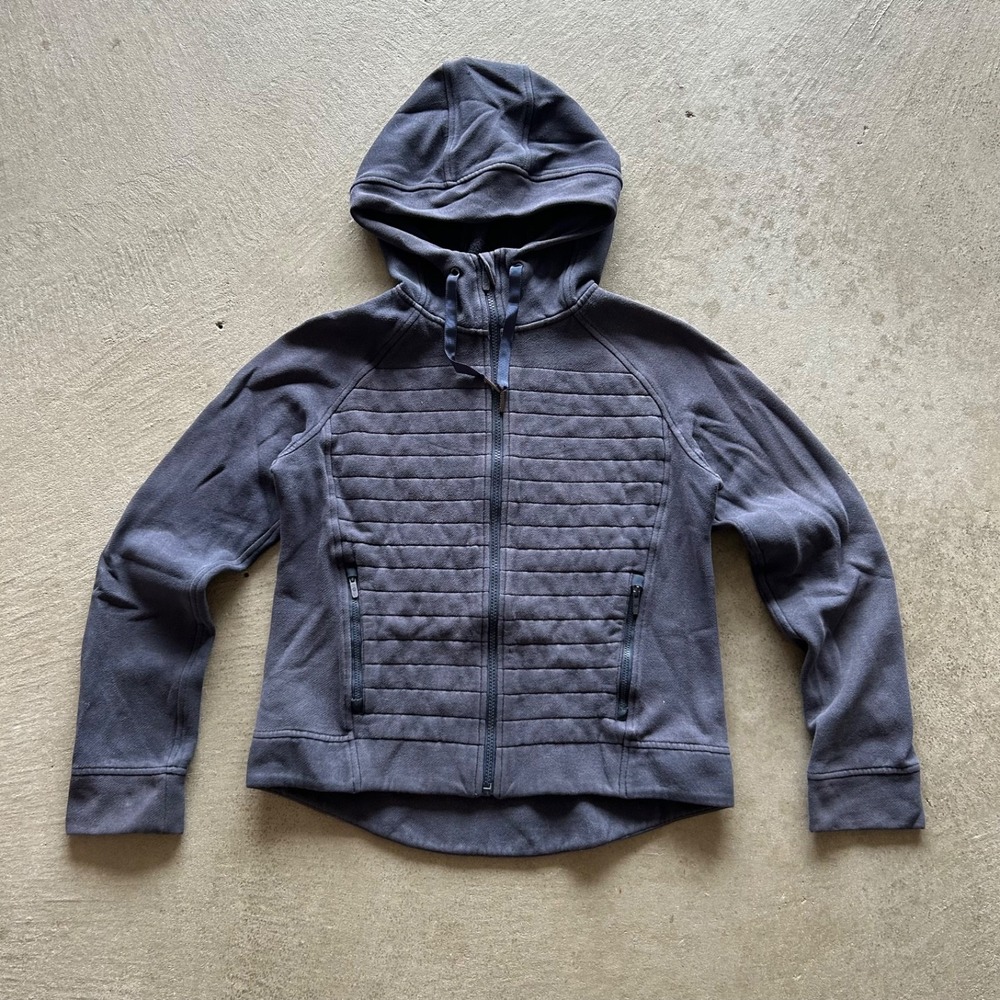 Lululemon Live Simple Jacket Womens 6 Washed Slate Blue Quilted Full Zip Hoodie